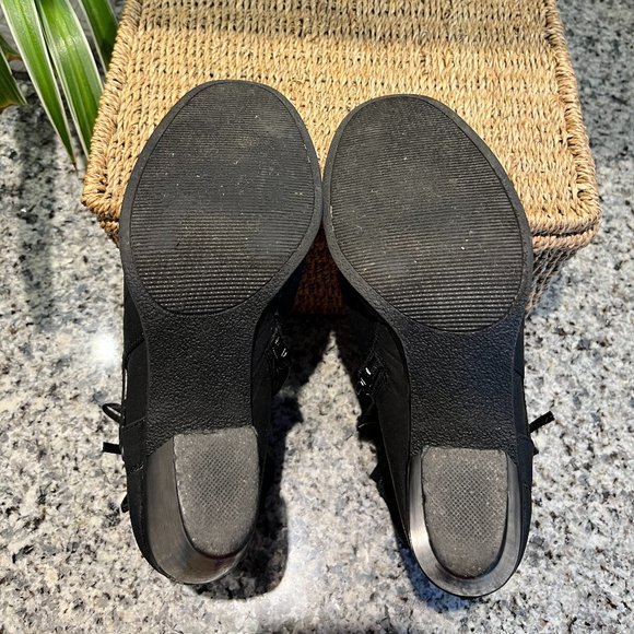 RAMPAGE Ankle Boot Sz 9 1/2M Zip Up w/Faux Side Laces Black 3" Heel - Picture 10 of 12